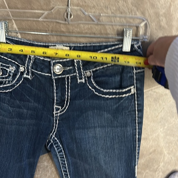 LA idol Y2K ladies western  7 boot cut Jean with bling pockets thick thread - Picture 12 of 16